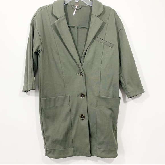 Free People Long Army Green Jacket Dress - Picture 1 of 6